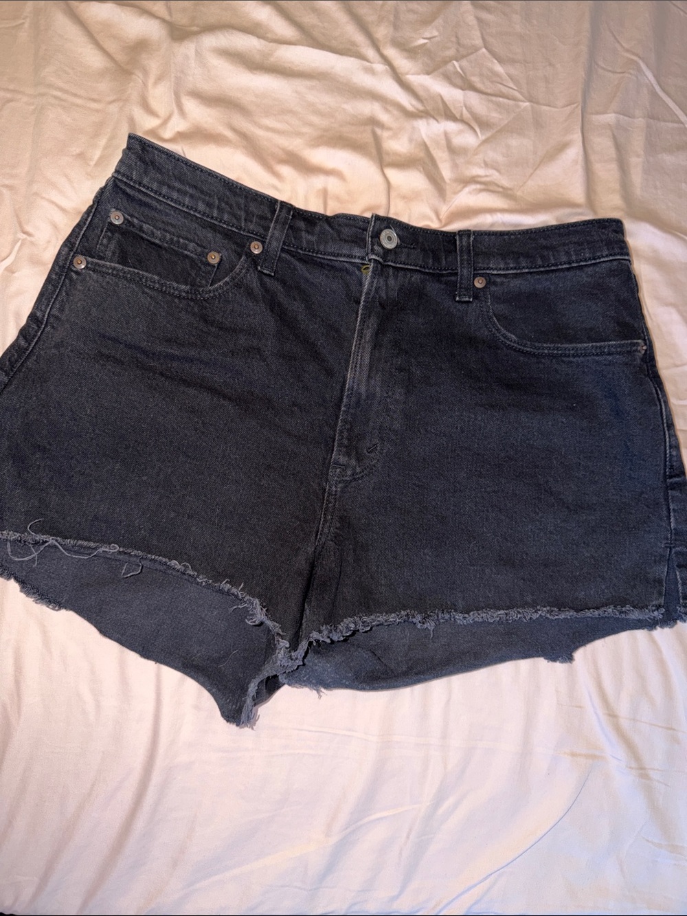 Abercrombie & Fitch Black Denim The Mom Short High Rise Curve Love